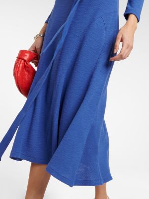 Bavlnené midi šaty Polo Ralph Lauren modrá