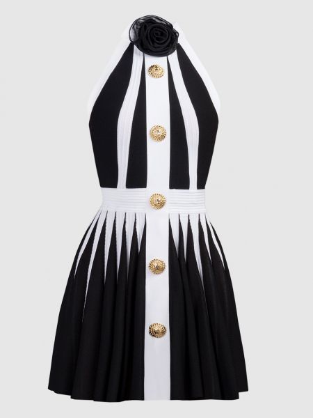 Платье мини с аппликацией Balmain черное