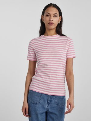 Camiseta manga corta de cuello redondo Pieces rosa