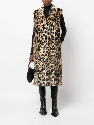 Manteau de fourrure sans manches à imprimé à imprimé léopard Forte Forte