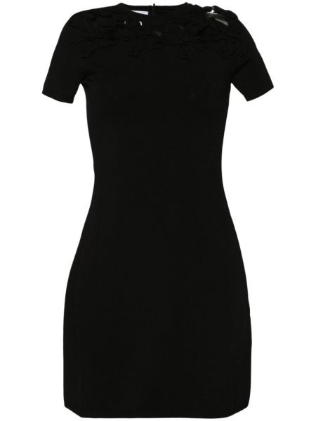 Pamučna ravna haljina s cvjetnim printom Valentino Garavani crna