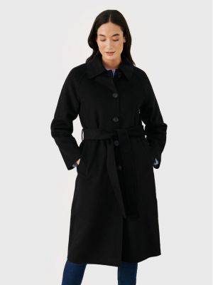 Vlnený priliehavý kabát Part Two čierna