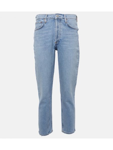 Slim fit skinny džíny s vysokým pasem Agolde modré