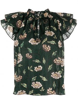Bluza s cvetličnim vzorcem s potiskom Ulla Johnson zelena