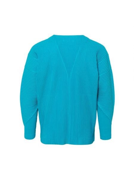 Jersey con escote v de tela jersey plisado Issey Miyake azul