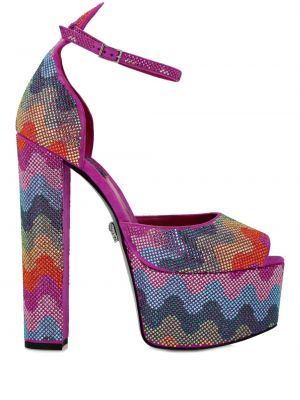 Křišťálové kožené sandály Philipp Plein růžové