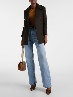 High waist straight jeans ausgestellt Saint Laurent blau