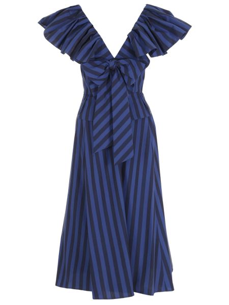 Коктейльное платье в полоску Carolina Herrera синее