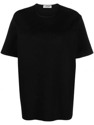 Tricou tricotate din jacard Jil Sander negru