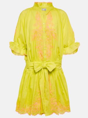 Хлопковое платье мини с вышивкой Juliet Dunn желтое