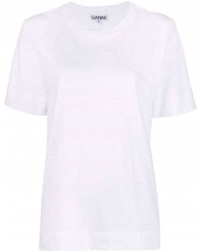 Camiseta con estampado manga corta Ganni blanco
