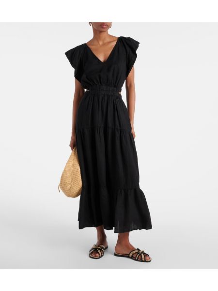 Βελούδινη λινή μάξι φόρεμα Velvet μαύρο