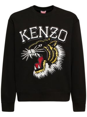 Haftowana bluza bawełniana w tygrysie prążki Kenzo Paris czerwona
