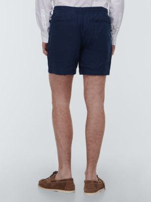 Pantalones cortos de lino con bordado Polo Ralph Lauren azul