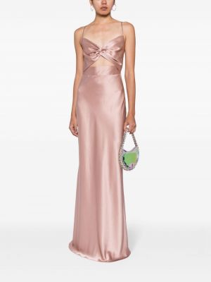 Hedvábné dlouhé šaty Michelle Mason růžové