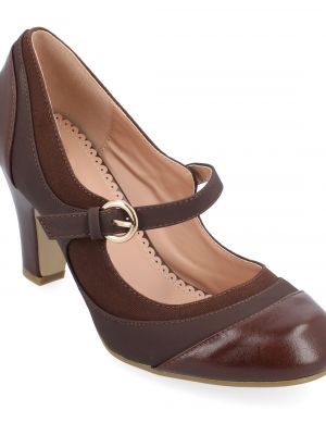 Твидовые туфли на каблуке с пряжкой Journee Collection коричневые