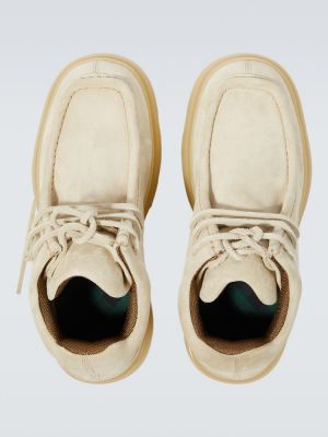 Nizki čevlji z vezalkami iz semiša s čipko Burberry bež