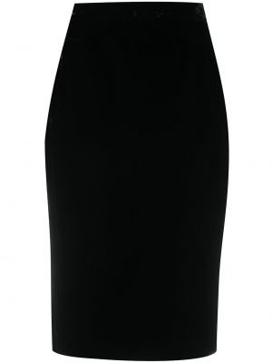 Sametové pouzdrová sukně s vysokým pasem na zip Fendi Pre-owned - černá