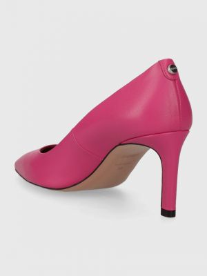 Pantofi cu toc din piele Boss roz
