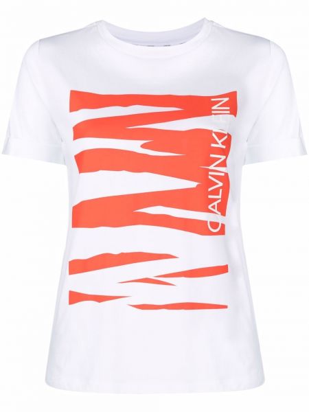 Camiseta con estampado Calvin Klein blanco