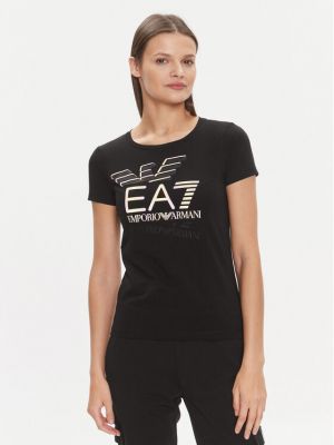 Marškinėliai slim fit Ea7 Emporio Armani juoda