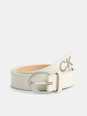 Cinturón de cuero con hebilla Calvin Klein blanco