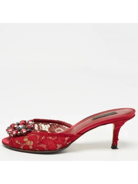 Sandały trekkingowe koronkowe Dolce & Gabbana Pre-owned czerwone