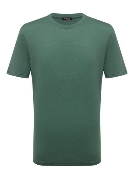 Хлопковая шелковая футболка Kiton зеленая