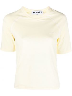 Bombažna majica z vezenjem Sunnei rumena