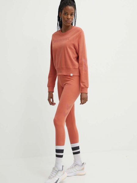 Бавовняний светр з принтом Hummel помаранчевий