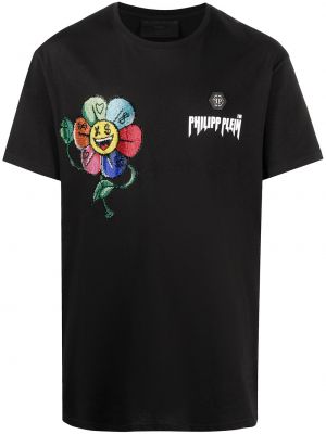 Camiseta de flores Philipp Plein negro