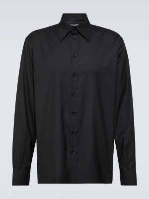Копринена вълнена риза Dolce&gabbana черно