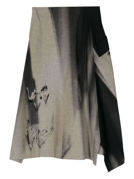Bavlněné sukně s potiskem s abstraktním vzorem Y's černé