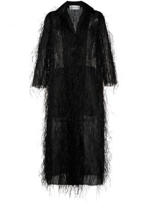 Копринено палто Lanvin черно