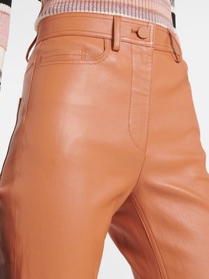Kožené rovné kalhoty s vysokým pasem Joseph hnědé