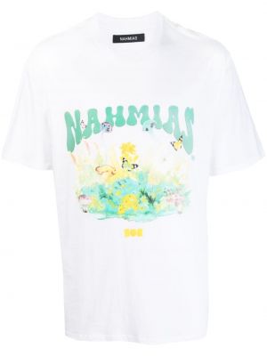 Bavlněné tričko s potiskem Nahmias bílé