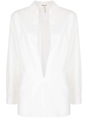 Памучна риза с v-образно деколте Hermès бяло