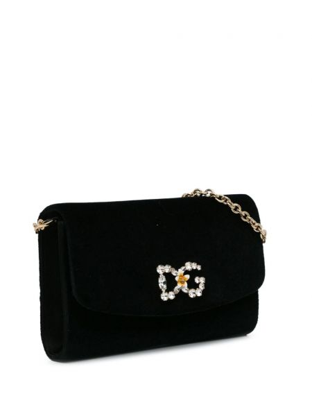 Aksamitna torba na ramię Dolce & Gabbana Pre-owned czarna