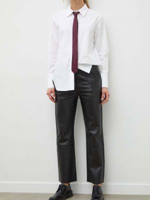 Jednobarevné kožené kalhoty s vysokým pasem Day Birger Et Mikkelsen černé
