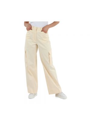 Pantalones de algodón Calvin Klein Jeans amarillo