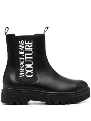 Kožené chelsea boots Versace Jeans Couture černé