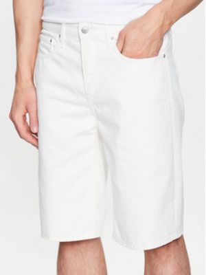 Džínové šortky relaxed fit Calvin Klein Jeans bílé