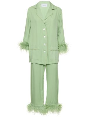 Piżama w piórka z wiskozy Sleeper zielona