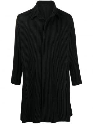 Plisovaný kabát s knoflíky Homme Plissé Issey Miyake černý