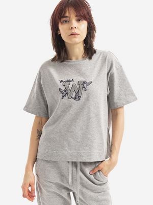 Bavlněné tričko Woolrich šedé