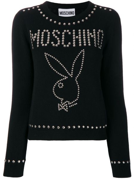 Pullover mit spikes Moschino schwarz