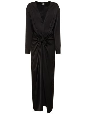 Viskózové saténové dlouhé šaty Totême černé