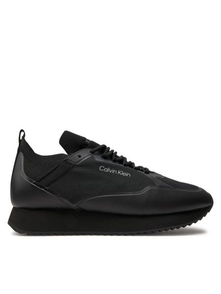Кружевные нейлоновые кроссовки на шнуровке Calvin Klein черные