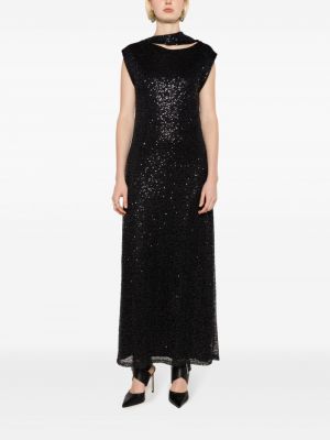 Sukienka koktajlowa z cekinami asymetryczna Gloria Coelho czarna
