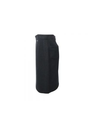 Falda de lana con bolsillos Chanel Vintage negro